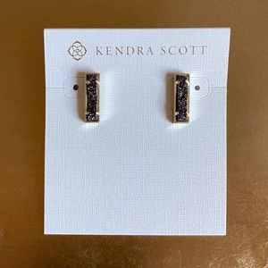 Kendra Scott Lady Druzy Black Gold Bar Earrings